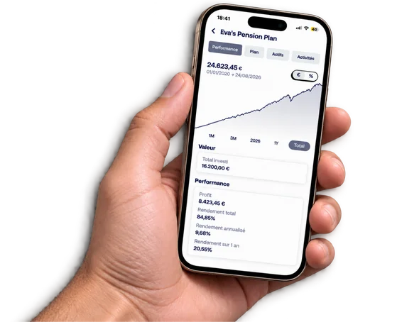 An employee's pension plan on a phone