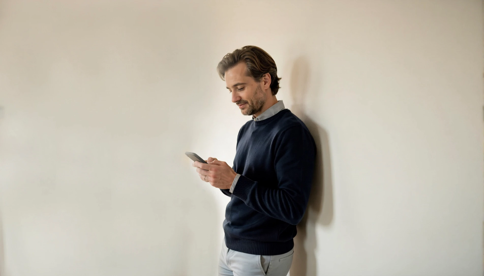 Easyvest-klant die zijn portefeuille bekijkt op zijn telefoon