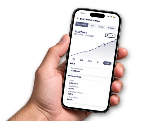 A pension plan in the Easyvest app on a phone