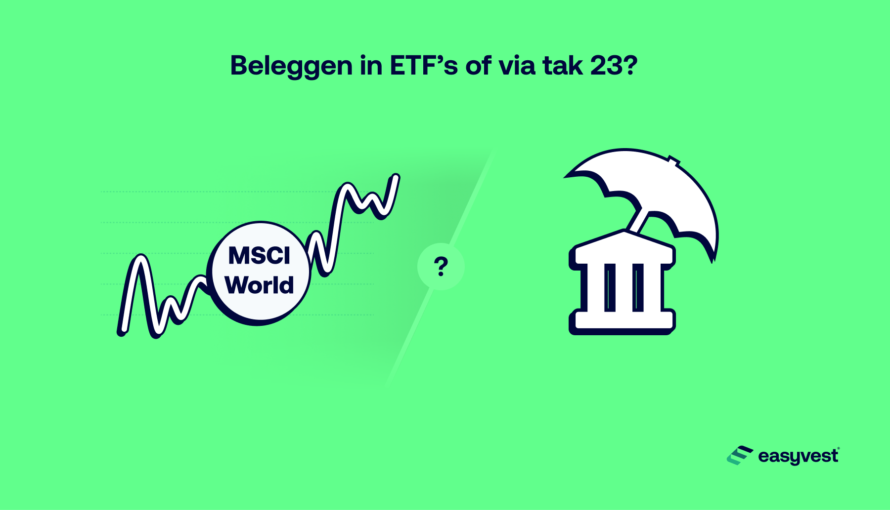 Vergelijking van de rendementen van een belegging in een ETF en een belegging in een tak 23-levensverzekeringscontract.