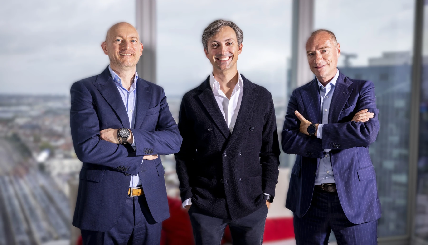 Frédéric Van der Schueren, CEO de Belfius Insurance, Matthieu Remy, CEO d'Easyvest et Koen Van Loo, CEO de SFPIM.