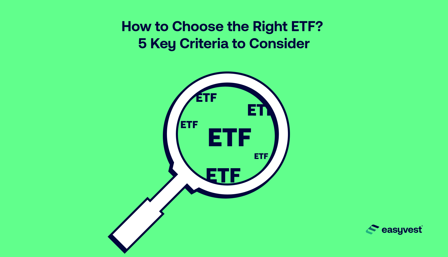 A magnifier looks for ETFs to illustrate the choice of an ETF