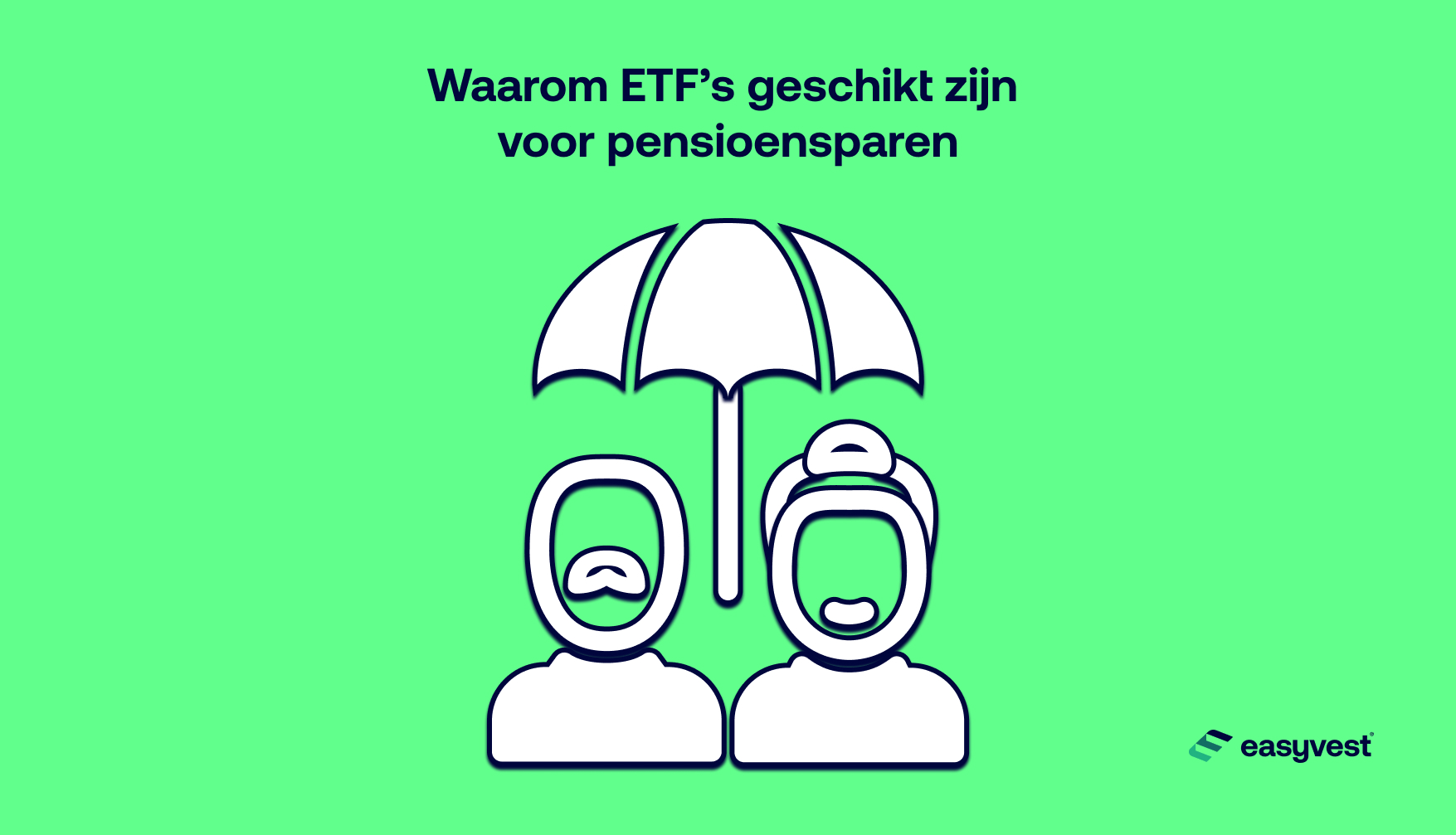 Een bejaard koppel beschermt zich met een paraplu, ter illustratie van ETFs die een goede keuze kunnen zijn voor pensioenplanning.